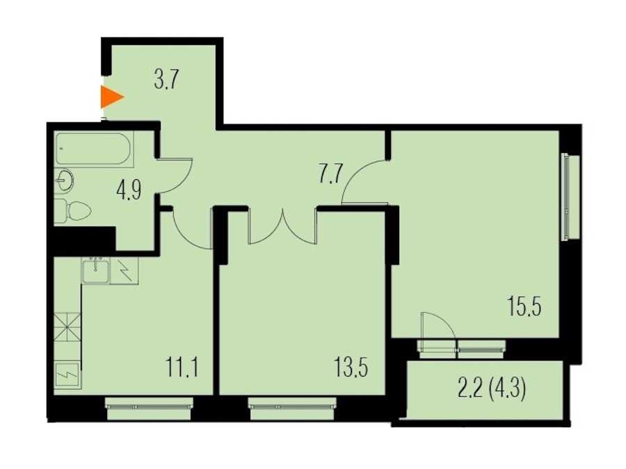 Двухкомнатная квартира в : площадь 59 м2 , этаж: 17 – купить в Санкт-Петербурге